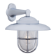 Side Arm Wall Light with Hood & Grille - Chrome With Frosted Glass