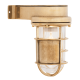Side Arm Bulkhead Light With Shield - Brass With Frosted Glass