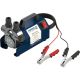 Portable refuelling kit with 45 litre per minute vane pump and battery clips.