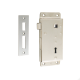 Rim lock with latch and deadbolt in chrome or brass finish