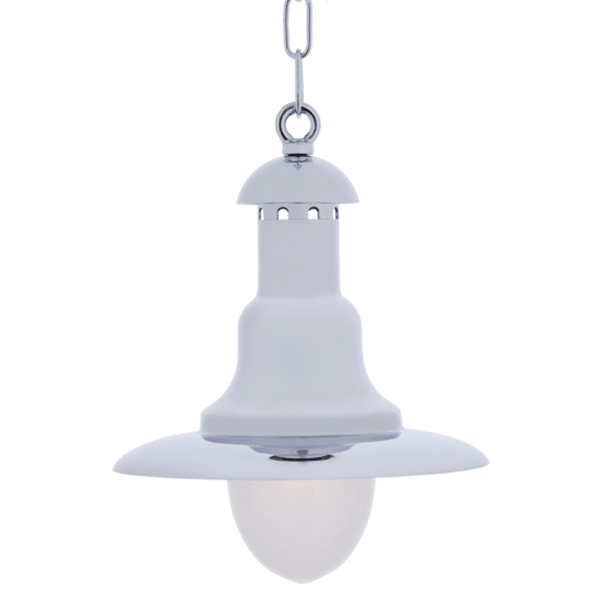 Small Fisherman’s Lantern (With Chain & Ceiling Rose) - Chrome With Frosted Glass