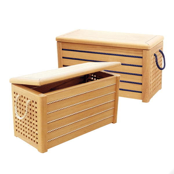 Handmade Teak & Rope Storage Trunk