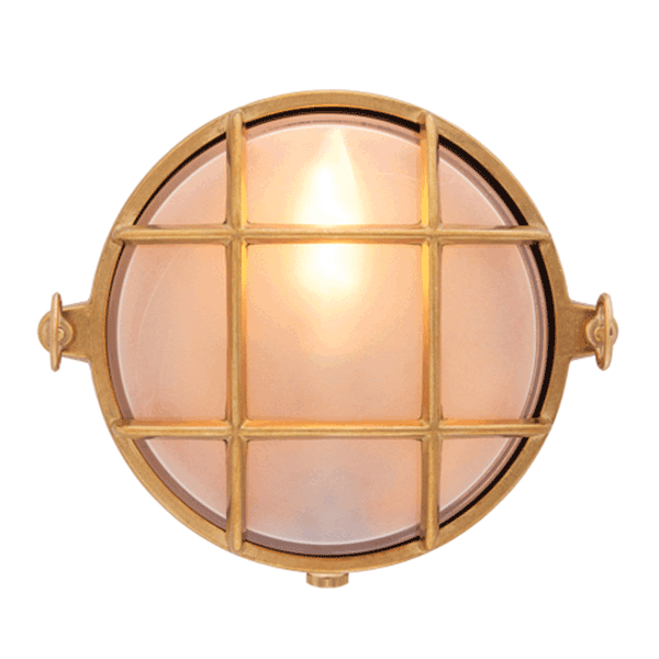 Small Round Bulkhead Light - Brass With Clear Glass