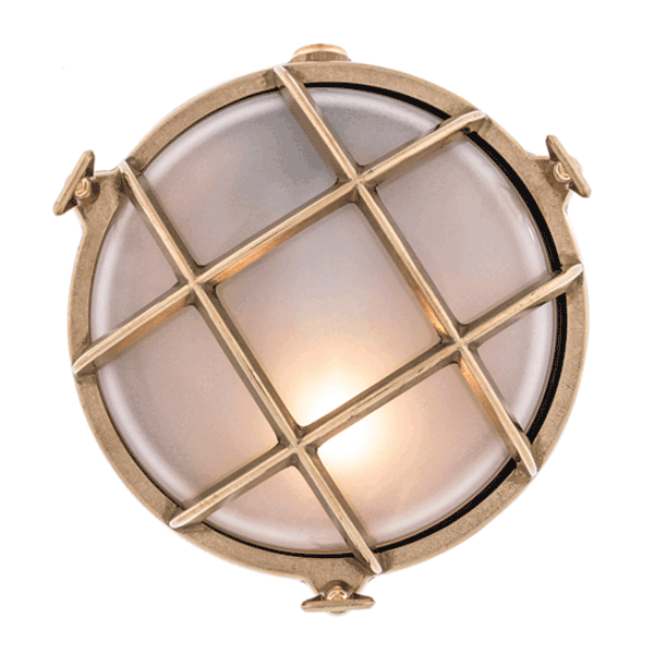 Medium Round Bulkhead Light - Brass With Clear Glass
