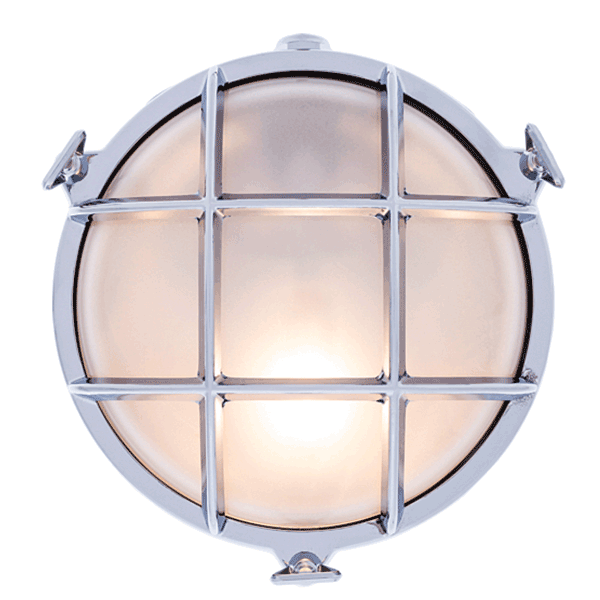 Medium Round Bulkhead Light - Chrome With Clear Glass