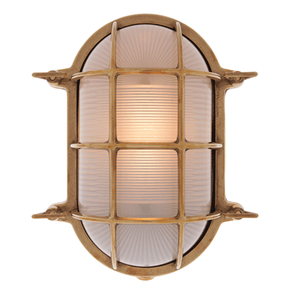 Extra Large Oval Bulkhead Light - Brass With Clear Glass