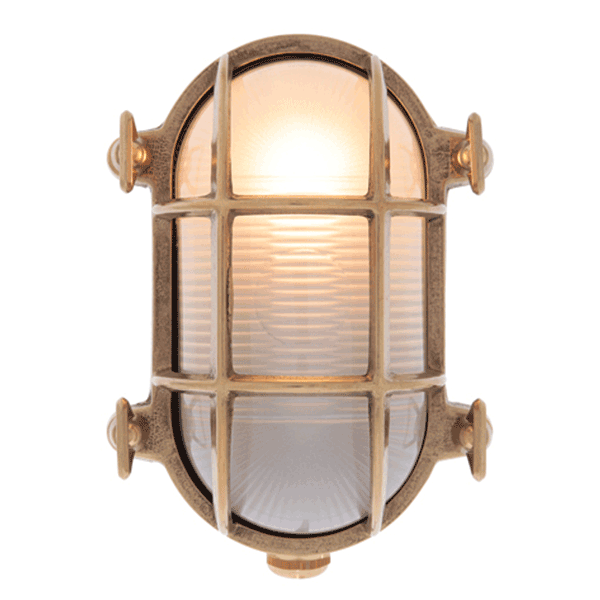 Small Oval Bulkhead Light - Brass With Clear Glass