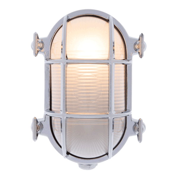 Small Oval Bulkhead Light - Chrome With Clear Glass