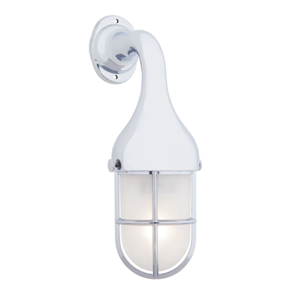 Side Arm Wall Light with Grille - Chrome With Clear Glass - 220-240Vac (EU)