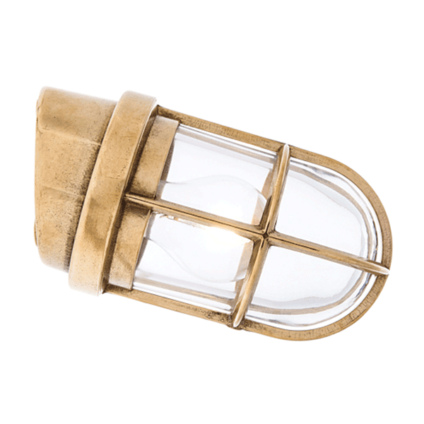 Angled Grille Lamp - Brass With Frosted Glass