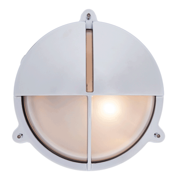 Large Round Bulkhead Light with Eyelid - Chrome With Clear Glass