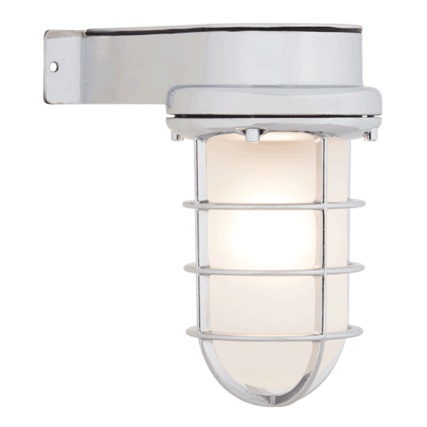 Side Arm Bulkhead Light - Chrome With Clear Glass