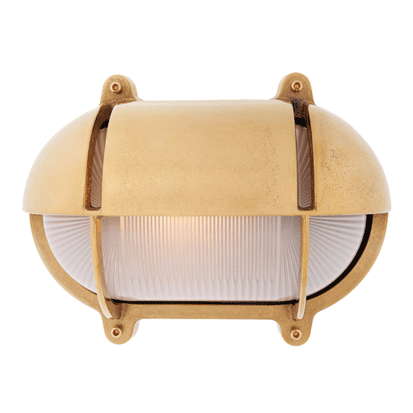 Extra Large Oval Bulkhead Light with Eyelid - Brass With Clear Glass