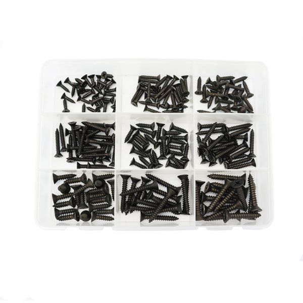 Black Counter Sunk Tapping Screw Assortment Box - 316 Stainless Steel