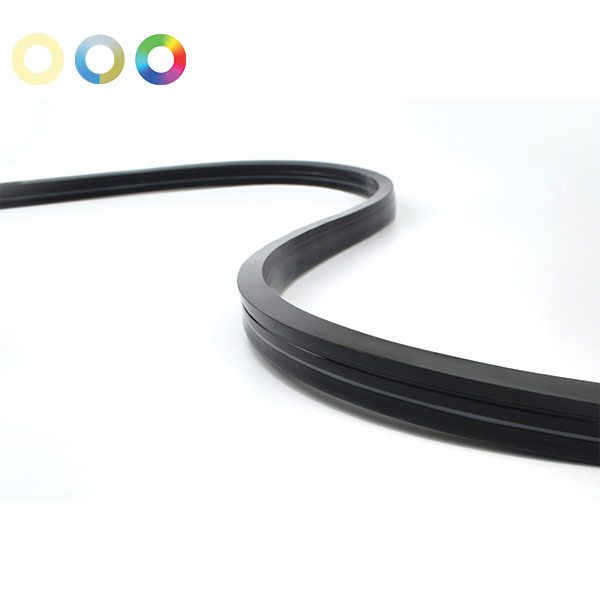 Black Silicone Neon Flex LED Strip - Side View 12mm x 20mm