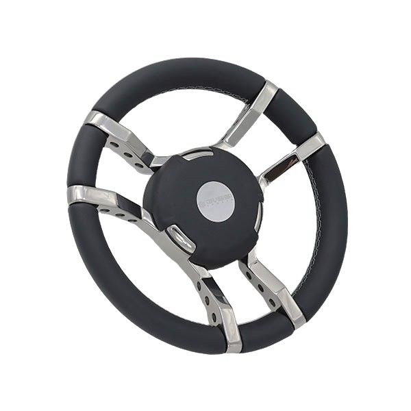 Steering Wheel - Stainless Steel With Black Leather