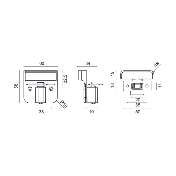 Concealed Flush Drawer Catch Chrome
